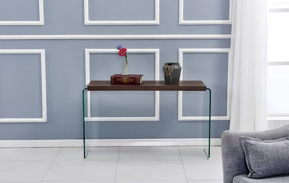 Консоль Glass с деревянной столешницей