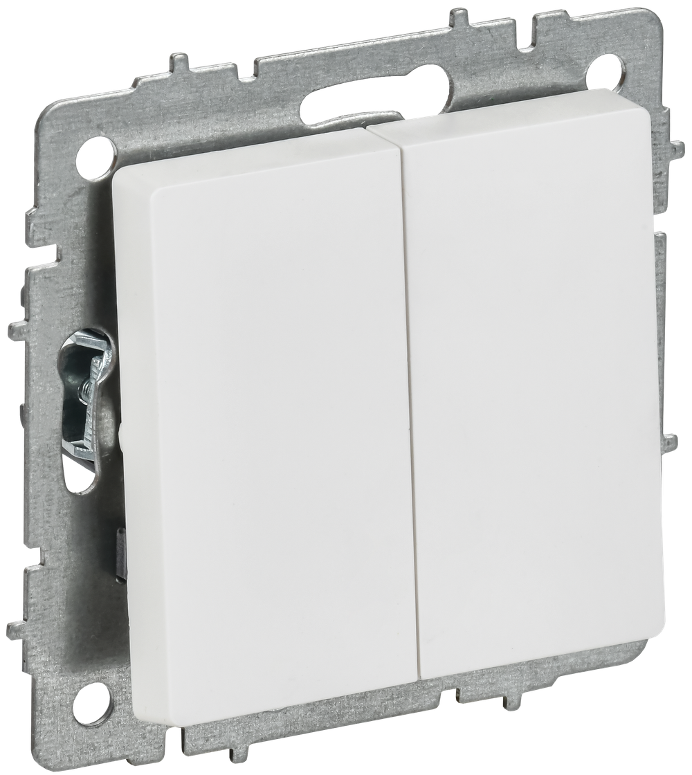 BRITE Выключатель 2-клавишный 10А ВС10-2-0-БрАБ арктический белый IEK