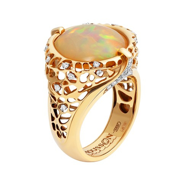 Кольцо с Опалом и Бриллиантами, R0155-0/1