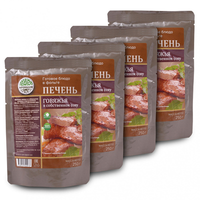 Готовое блюдо "Печень говяжья в собственном соку" 250 г. (Кронидов) 4шт 1кг