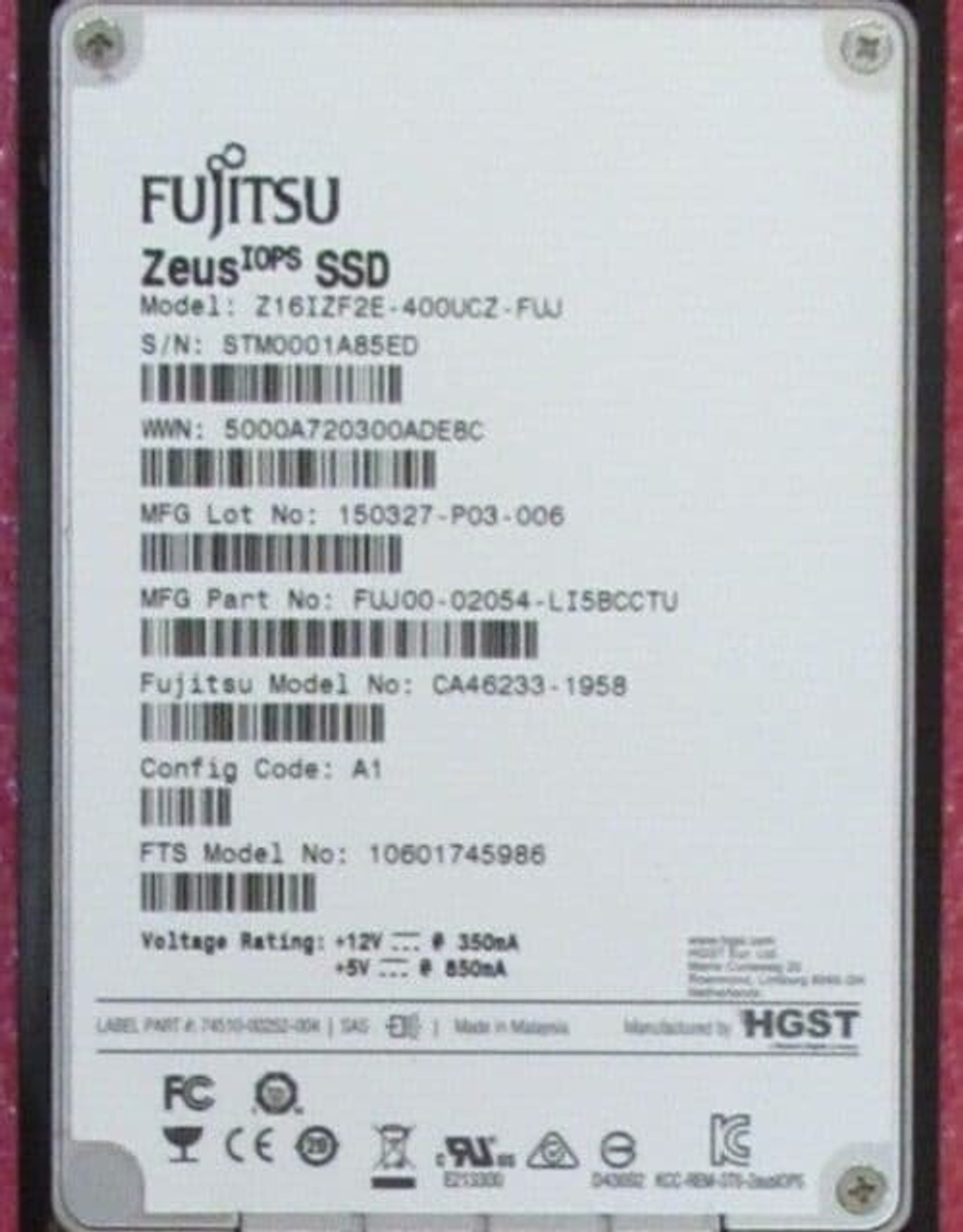Твердотелый Накопитель SSD SAS Fujitsu (Stec) 400Gb 12G MLC 520Bps SAS 2,5"(Z16IZF2E-400UCZ-FUJ)