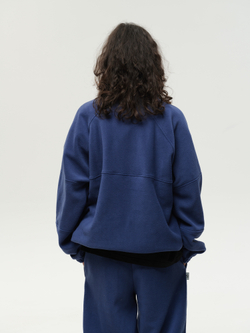 Drawstring Half-Zipped Sweatshirt Navy Smoke