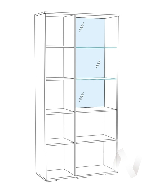 Шкаф с полками и витриной ЛШ-6 Гостиная Ливорно (орех донской)