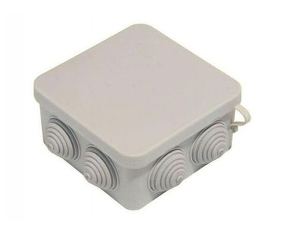 Коробка распределительная (GE41234) для открытой установки 100х100х50 мм 6 вводов серая IP55 с крышкой с саморезами атмосферостойкая