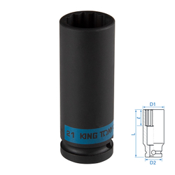 KING TONY (443021M) Головка торцевая ударная глубокая двенадцатигранная 1/2", 21 мм