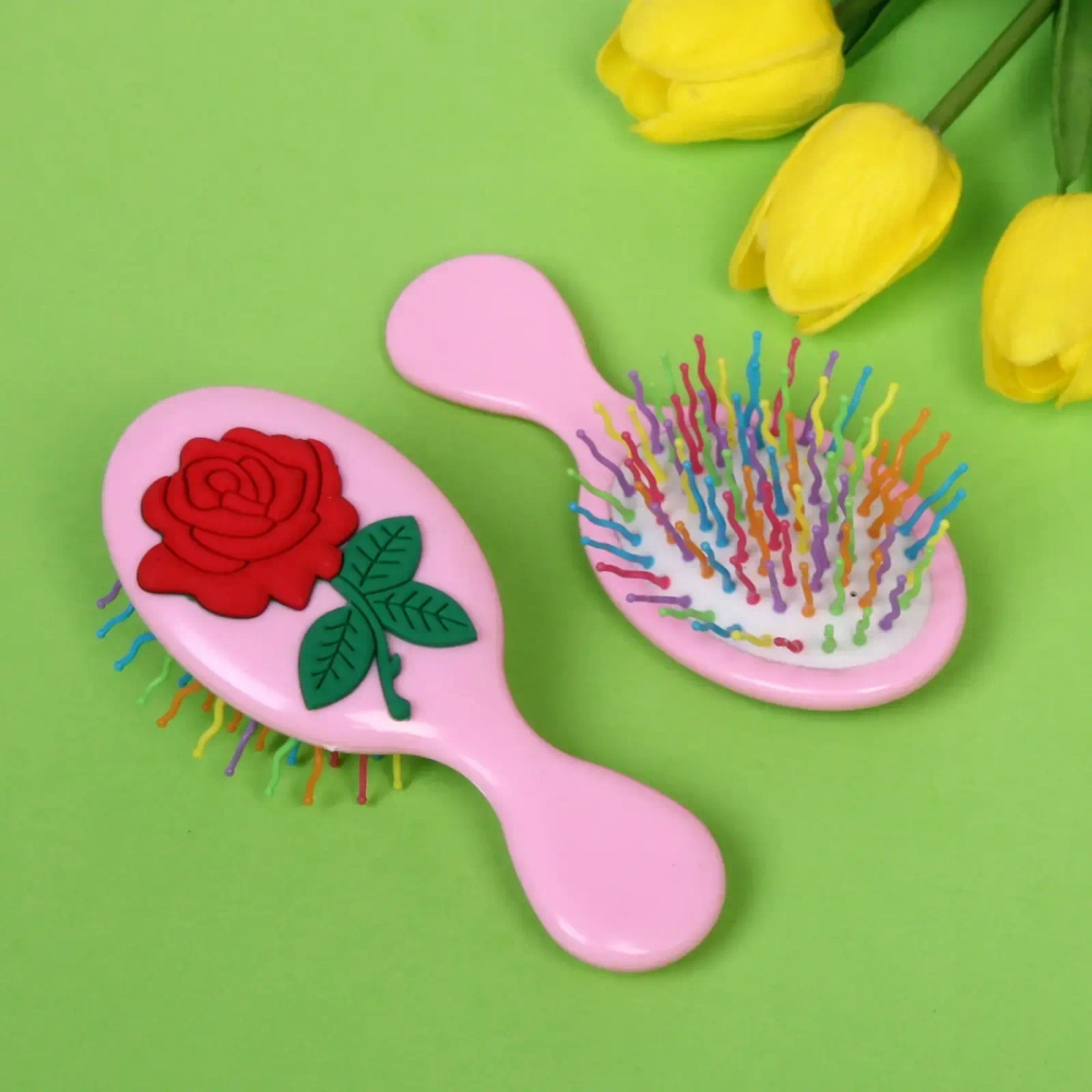 Расчёска массажная «Little darling - Роза», цвет розовый, 13,8*6см