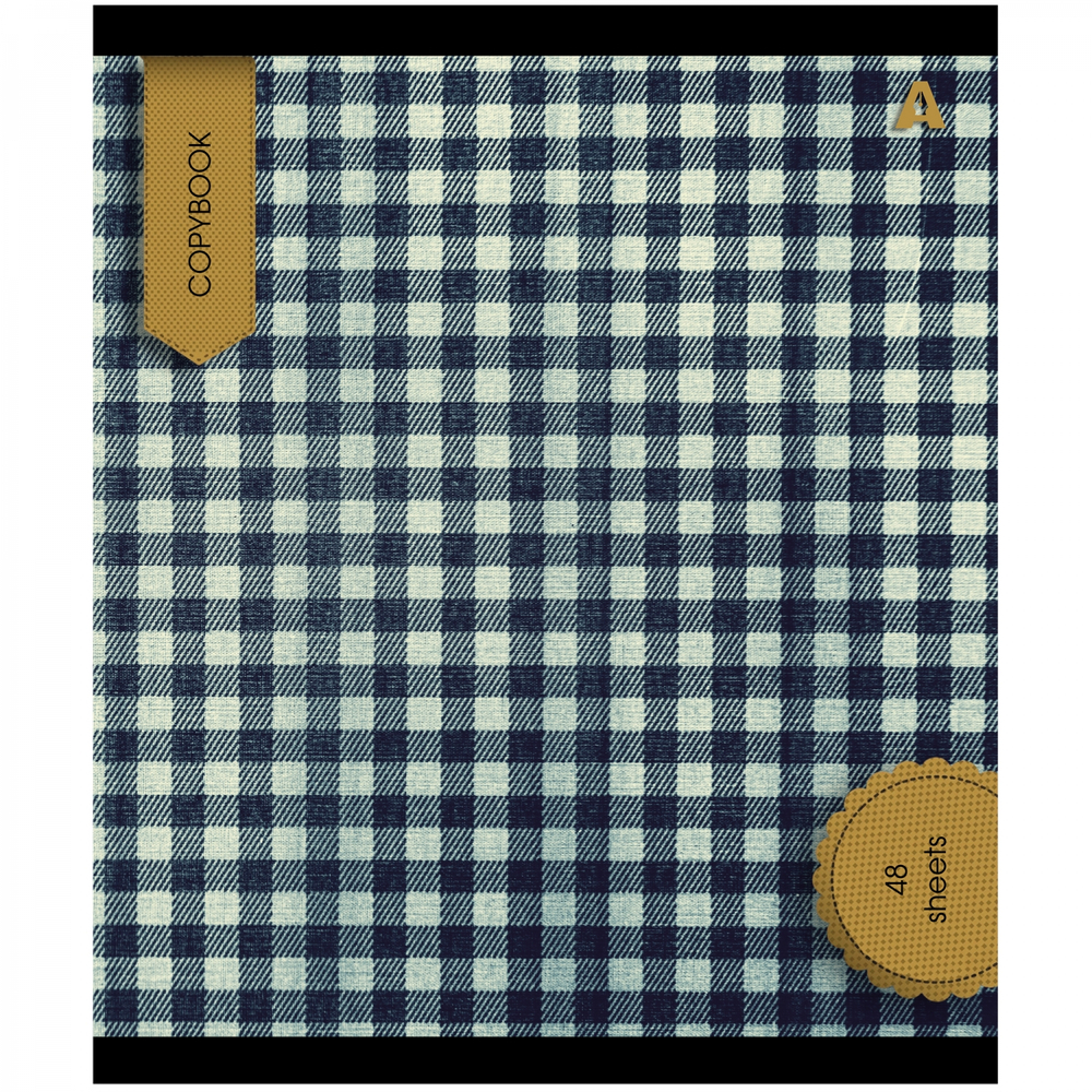 Тетрадь 48л., А5, линия, Alingar "Scotish cage. New"", скрепка, мелованый картон ( стандарт), блок офсет, 5 дизайнов в пленке т/у