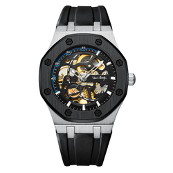 VAN GOGH Automatic Mechanical Movement Metal Strap Watch Men"s Watches Black Dial