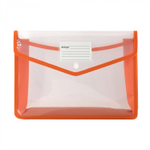 Папка-конверт на кнопке Alingar, A4, 250х330х75 мм, горизонтальная, 450 мкм, карман для визитки, ассорти, прозрачная