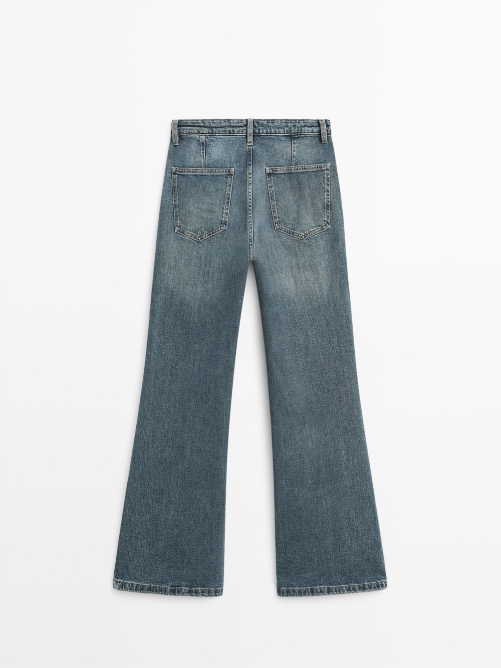 Massimo Dutti Джинсы-клеш со средней посадкой, средне-синий