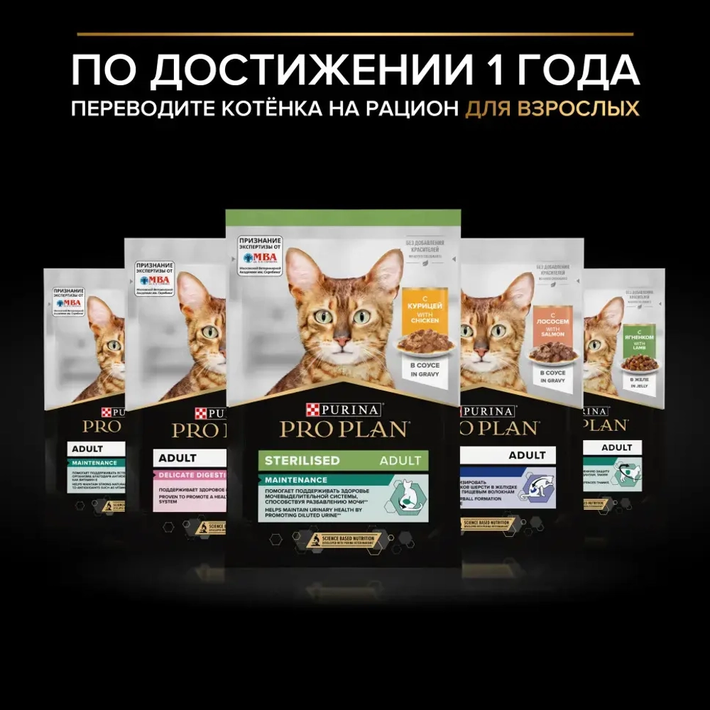 Pro plan 85 г пауч влажный  корм для котят, с индейкой в соусе