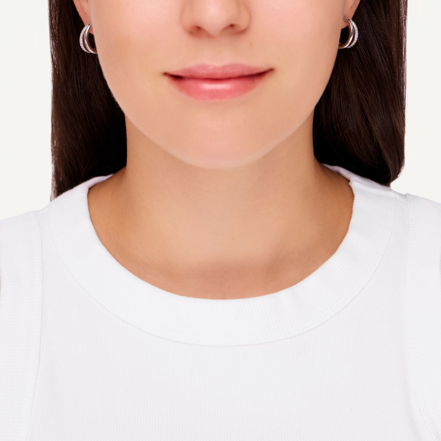 Серьги Double Hoops Earrings - Silver