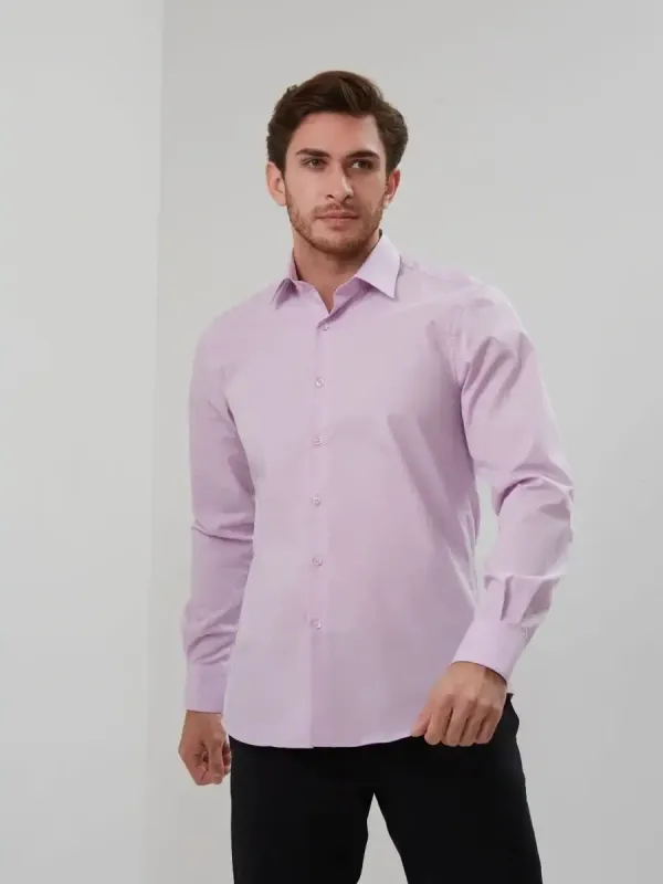 Рубашка приталенная SLIM FIT с длинным рукавом, сиреневая