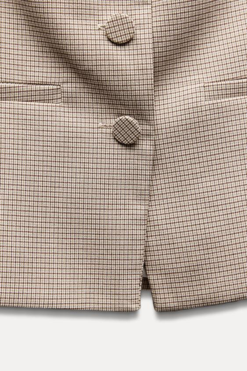 ZARA ТОП В КЛЕТКУ С ПУГОВИЦАМИ, ОТТЕНОК КОРИЧНЕВОГО