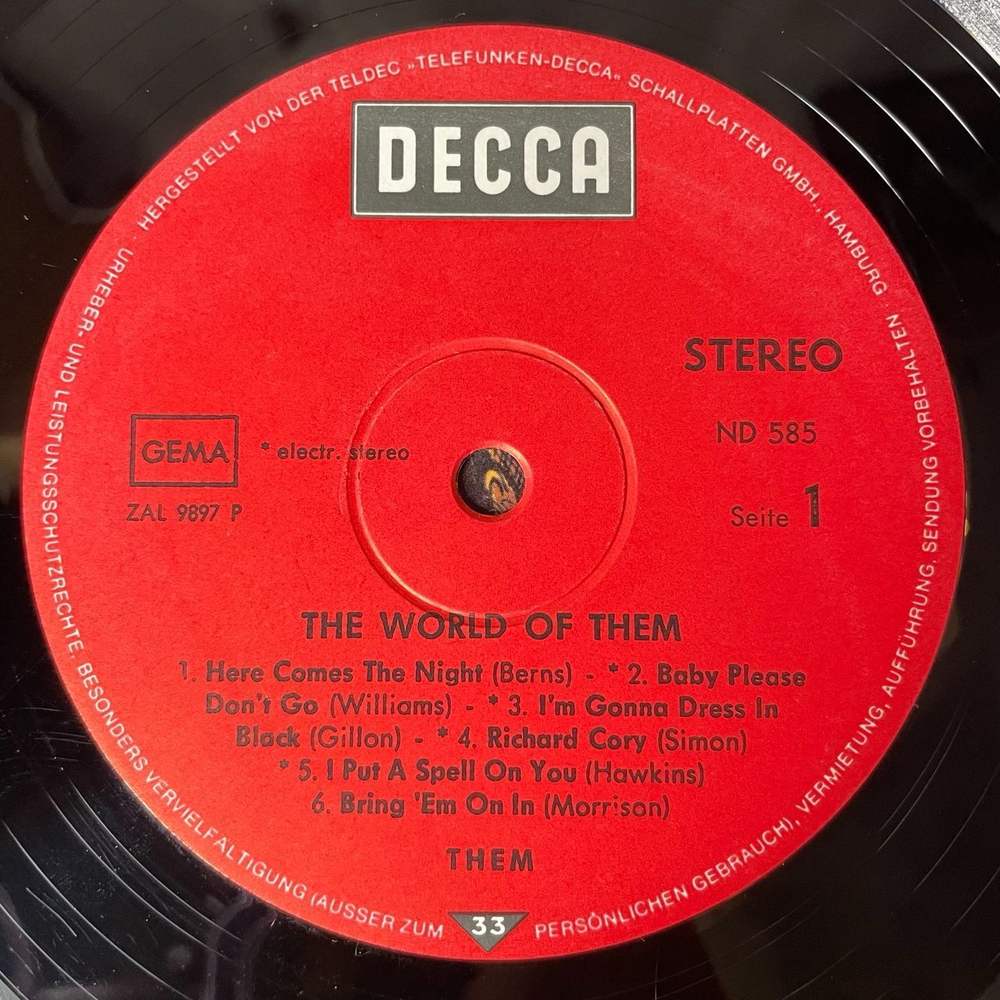 Винтажная виниловая пластинка LP Them, The World Of Them (Germany 1974)