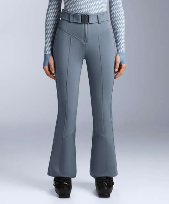 OYSHO Водонепроницаемые расклешенные эластичные брюки SKI с высокой посадкой, серо-голубой