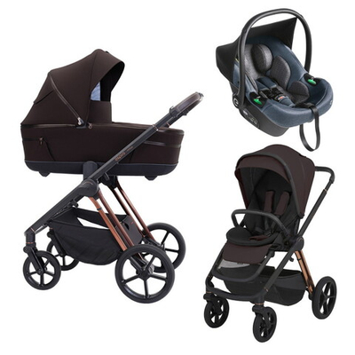 Детская коляска 3 в 1 Espiro Miloo 2025 и автокресло Pi Gray blue 208 exellent chocolate / Серый/синий (Gray blue 103)
