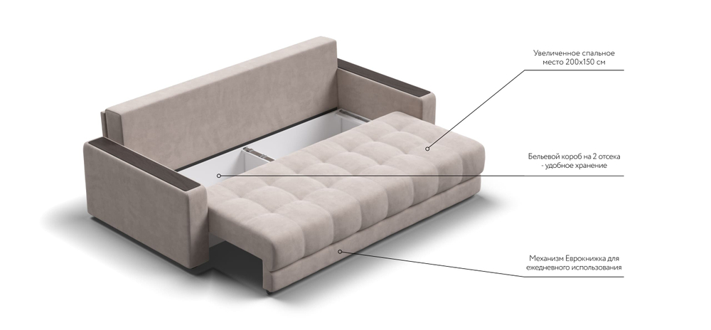 Диван Босс Велюр Монолит латте