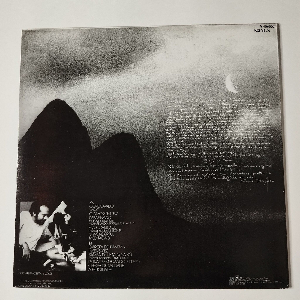 Винтажная виниловая пластинка LP Joyce and Gilson Peranzzetta Tom Jobim Os Anos 60 (Бразилия 1987)