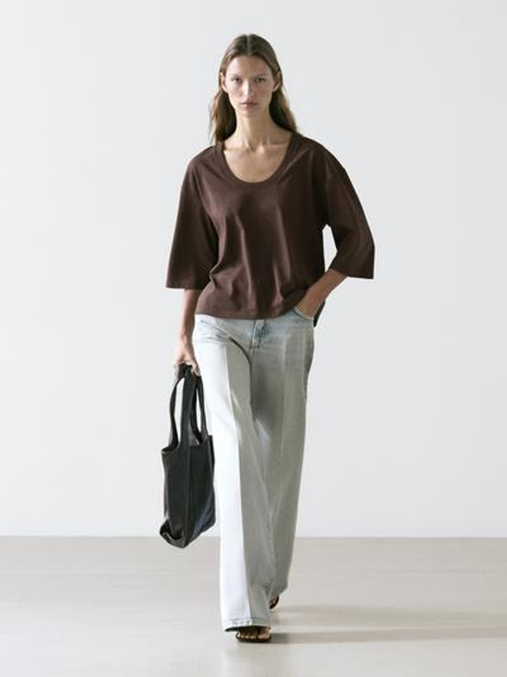 Massimo Dutti Футболка с высоким воротником, коричневый