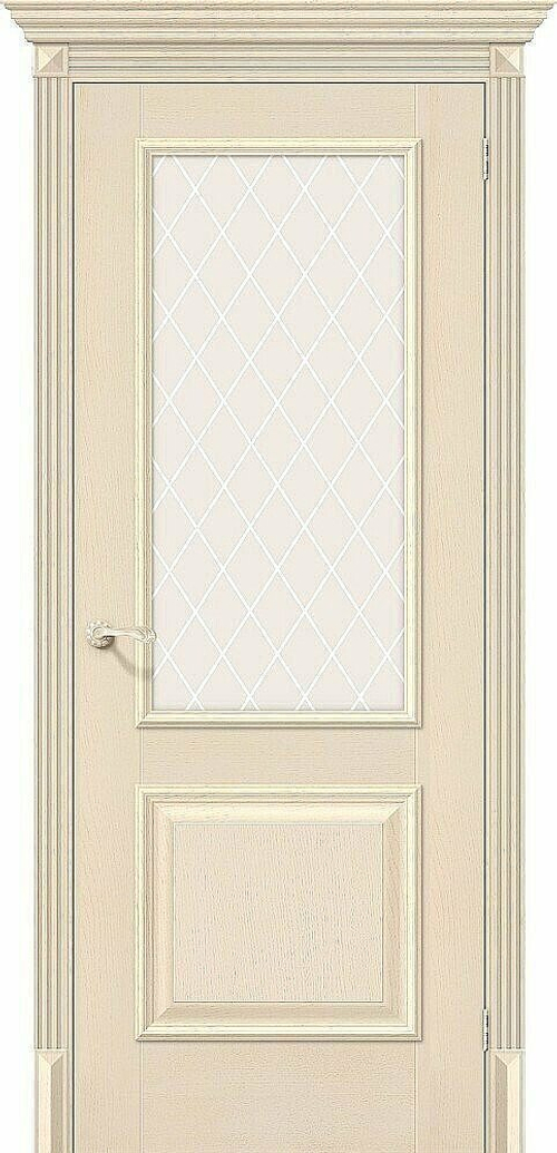 Дверь Классико-13 / Цвет Ivory / Стекло White Сrystal / Двери Браво