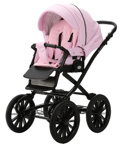Детская коляска Adamex Chantal Retro Deluxe 3 в 1 C132 (РОЗОВ.ЗЕФИР 100% КОЖА)