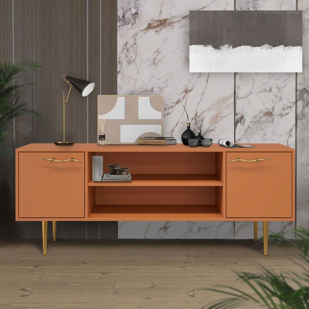 Тумба под ТВ Арт Колор matte 155см Стайл Голд Томленый оранжевый матовый