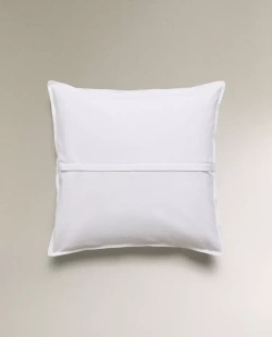 ZARA HOME НАВОЛОЧКА ДЛЯ ДЕКОРАТИВНОЙ ПОДУШКИ С ЦВЕТОЧНОЙ ВЫШИВКОЙ, ЖЕЛТОВАТО-БЕЛЫЙ