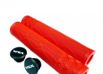 Грипсы без фланца, 166мм, красные, SOFT, заглушки с VLX лого, без уп.VLX-G53 RD
