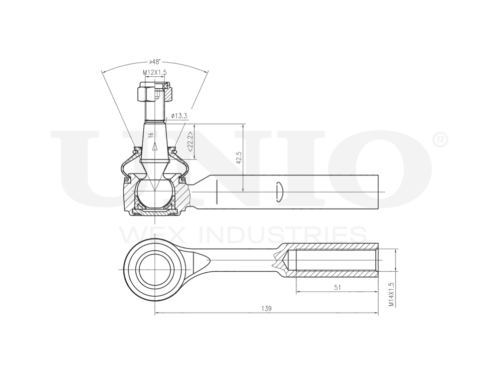 Наконечник рулевой левый UNIO SSP-10084