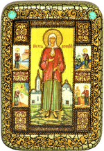 Инкрустированная Икона Святая Блаженная Ксения Петербургская 15х10см на натуральном дереве, в подарочной коробке