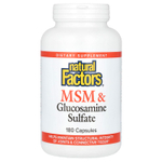 Natural Factors, МСМ и сульфат глюкозамина, 180 капсул
