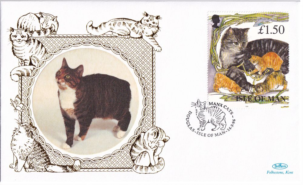 Конверт Первого дня Острова Мэн от 14 марта 1996 года с маркой и спецгашением