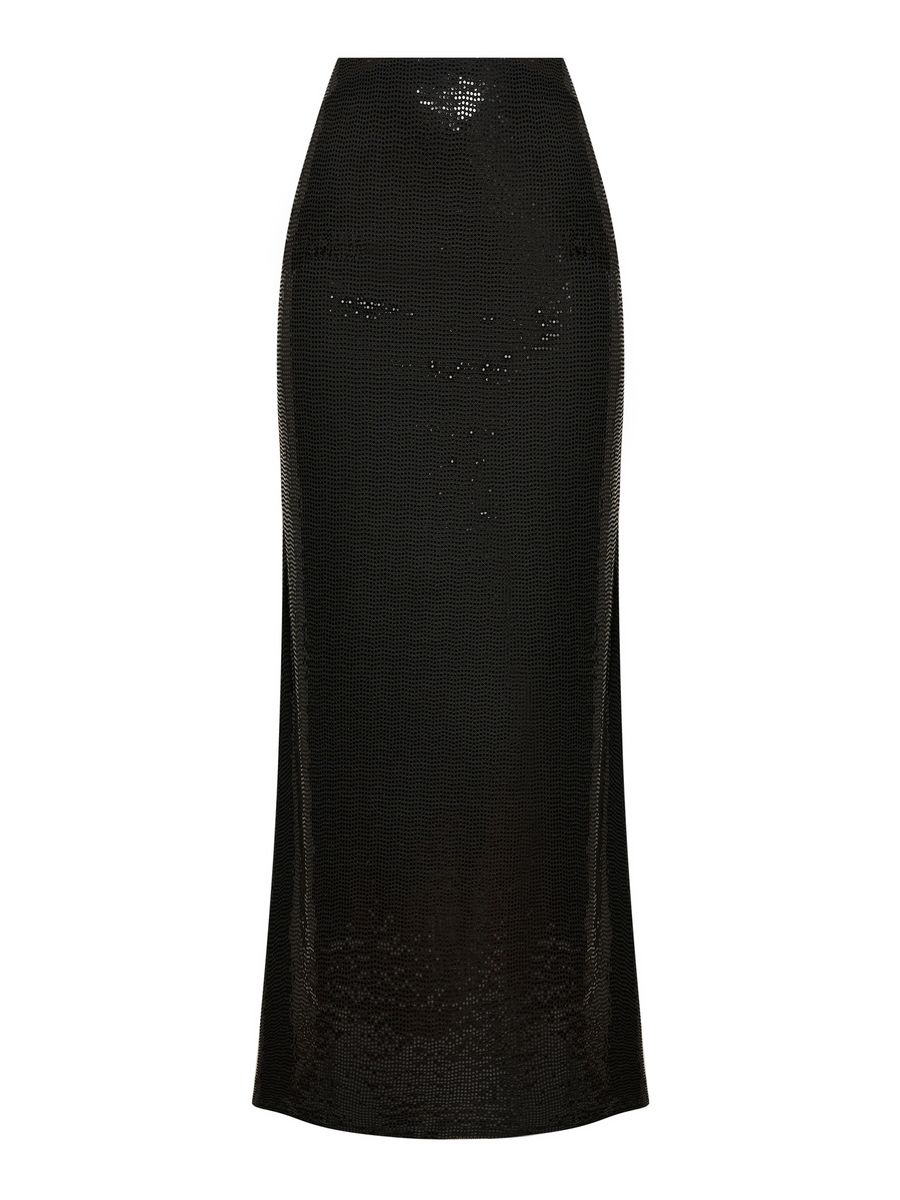Юбка с блестками макси черная
