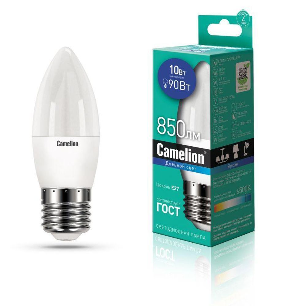 Лампа светодиодная LED10-C35/865/E27 10Вт 220В Camelion 13564 Лампа светодиодная LED10-C35/865/E27 10Вт 220В Camelion 13564