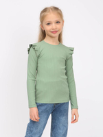 Лонгслив для девочек "Гамма-1" оливковый, р.110 (Ивашка)