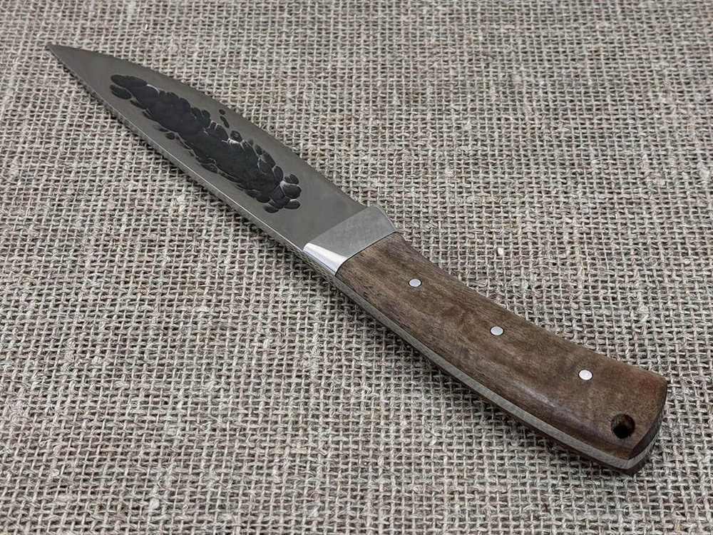Якутский нож, цельнометаллический, сталь Х12МФ, рукоять орех, кованый дол