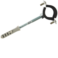 Хомут трубный металлический с резиновым уплотнителем, дюбелем и шпилькой-шурупом M8 (40-46мм) 5/4"