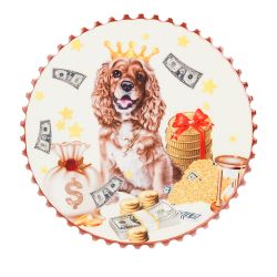 Фигурка декоративная (магнит) "Собачка-королева" d=7см. и=0,5см. (6видов) (min12)