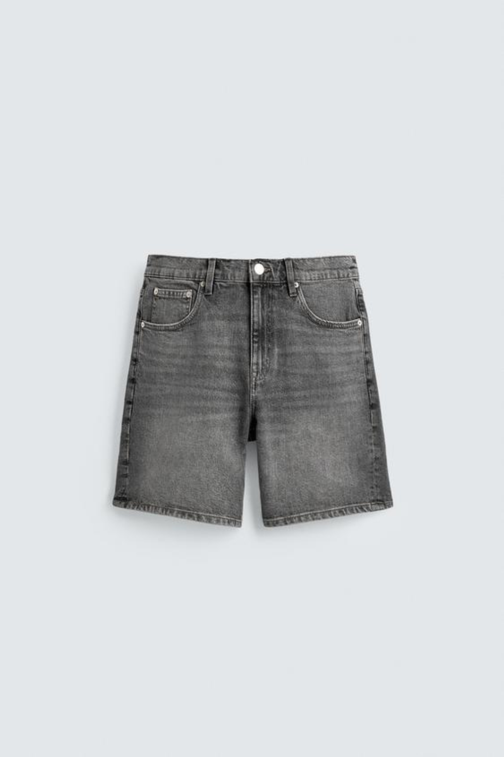 ZARA ДЖИНСОВЫЕ ШОРТЫ REGULAR FIT, СЕРЫЙ