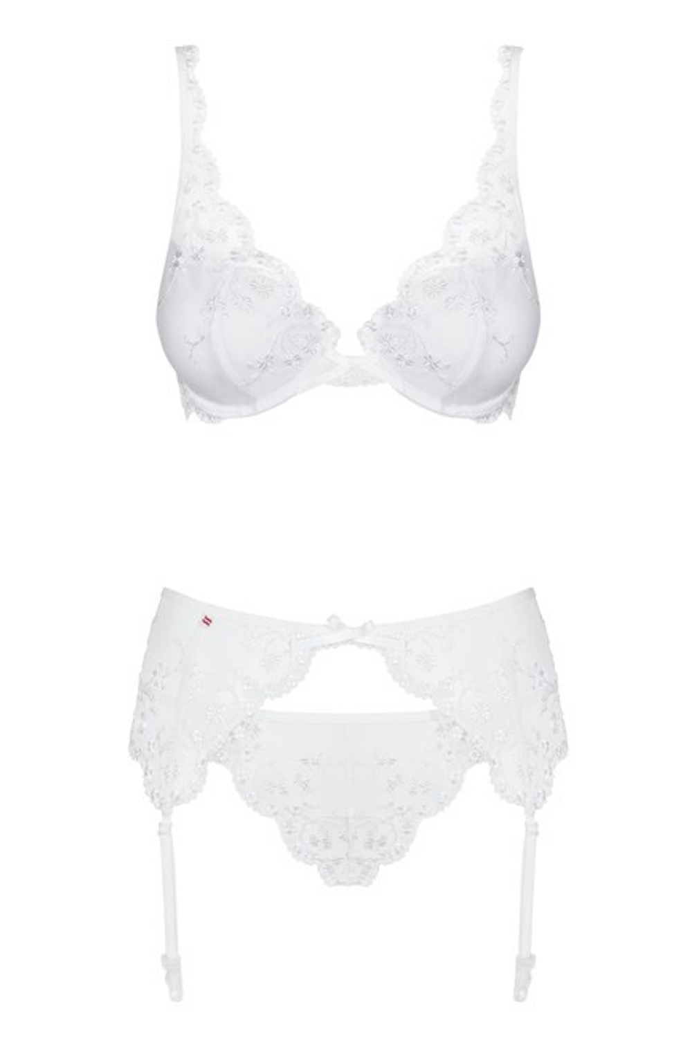 Белый кружевной комплект (лиф, пояс, стринги) Etheria Set SM (42-44) (Цвет: белый)