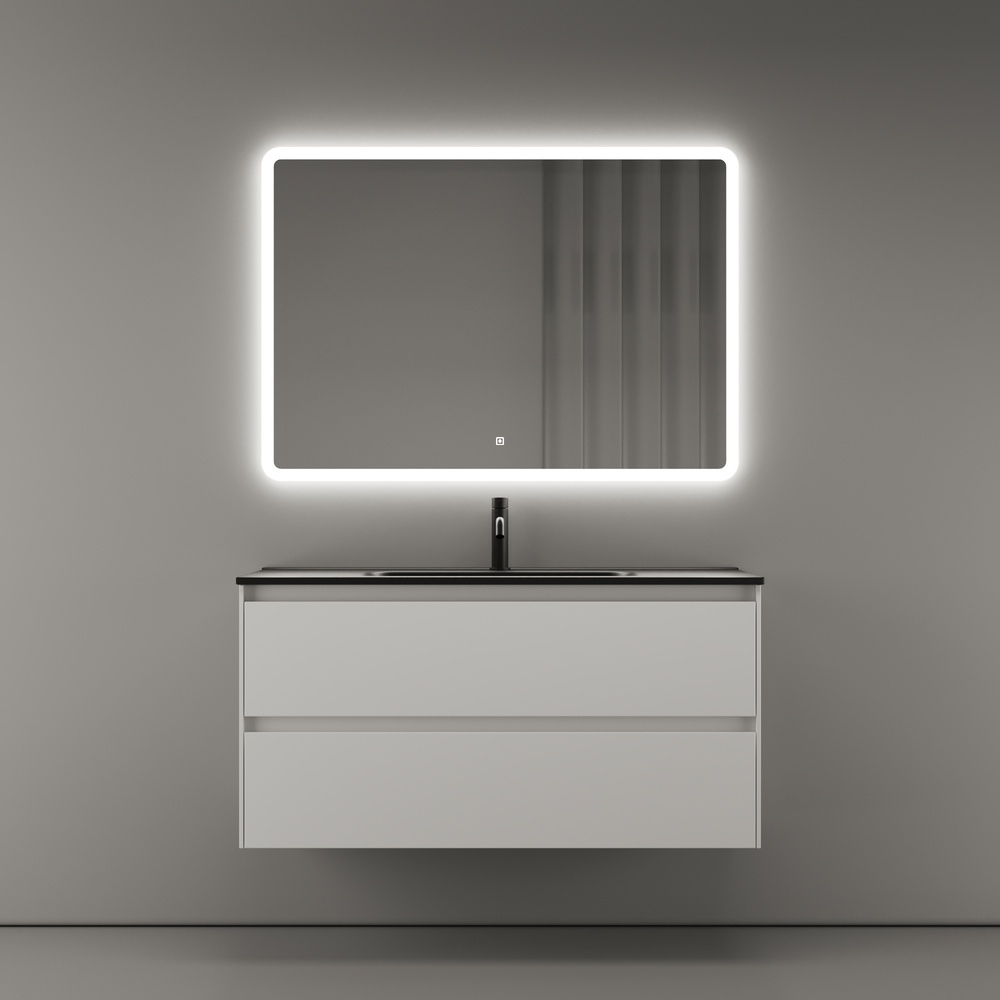 Тумба подвесная под раковину Sancos Cento, белый глянец 990х450х500