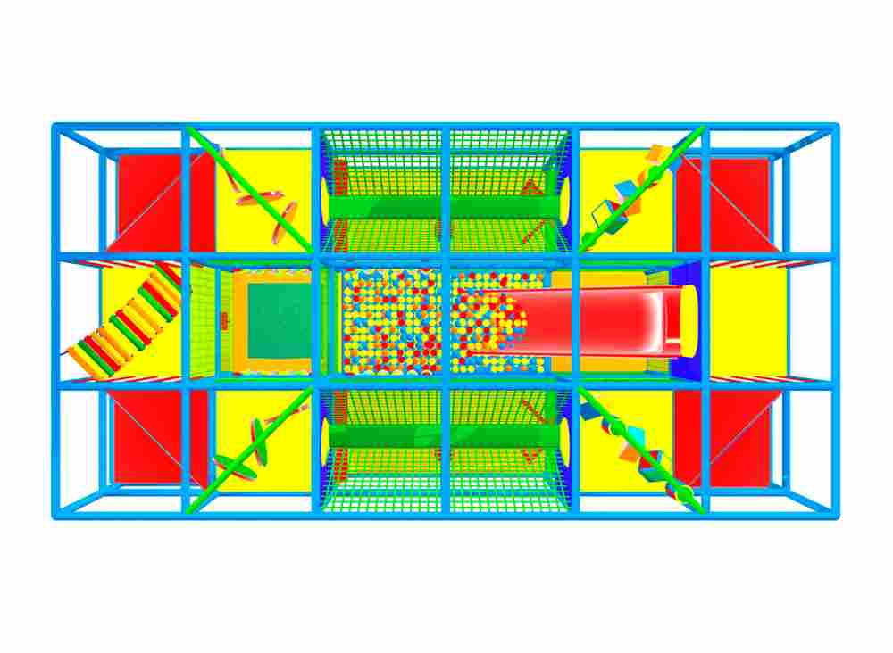 Детский игровой лабиринт с крышей «Страна чудес» 7,38×3,69×3,3 м