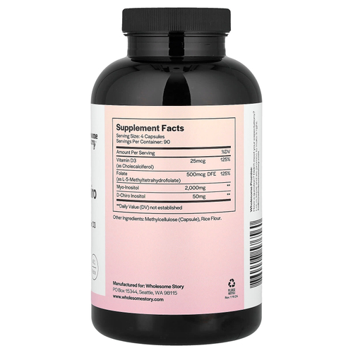 Wholesome Story, Мио и D-хиро-инозит с фолатом MTHF и витамином D3`` 360 вегетарианских капсул