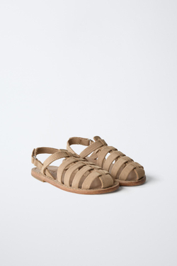 ZARA КОЖАНЫЕ САНДАЛИИ, КОРИЧНЕВЫЙ