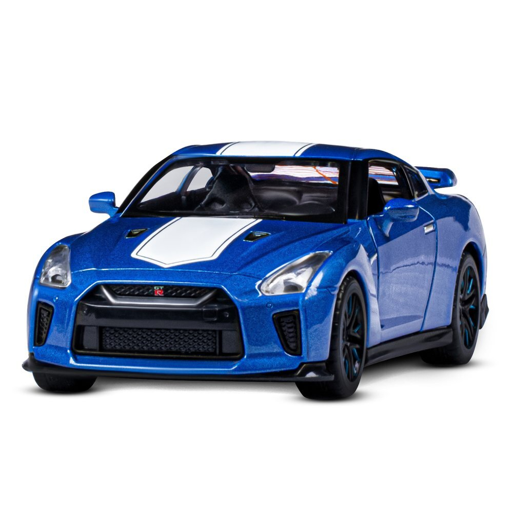 Модель 1:32 Nissan GT-R (R35), синий, откр. двери, свет, звук, инерция