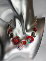 Комплект бижутерии. Набор, колье с серьгам "Ника" в коралловом цвете