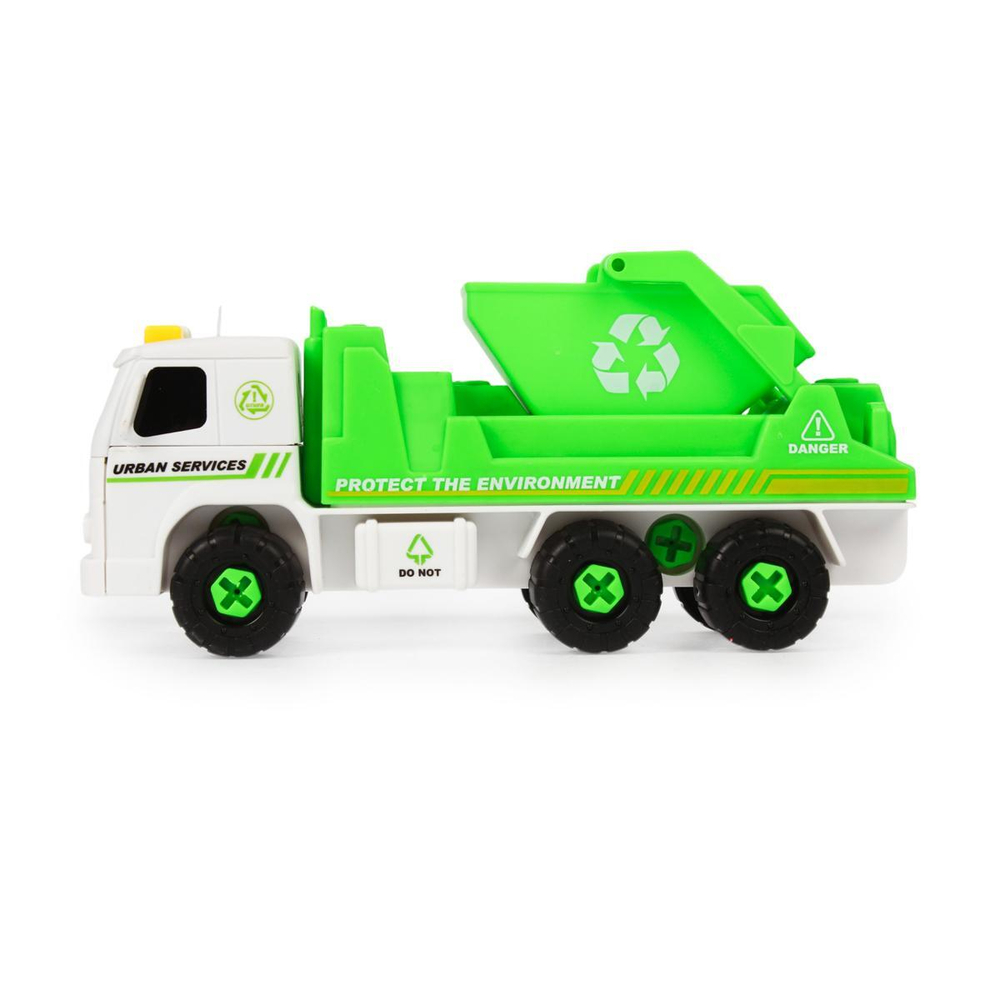 Машинка-конструктор 20 см "Мусоровоз" (ключ с 3 насадк. в комплекте ,в пакет )