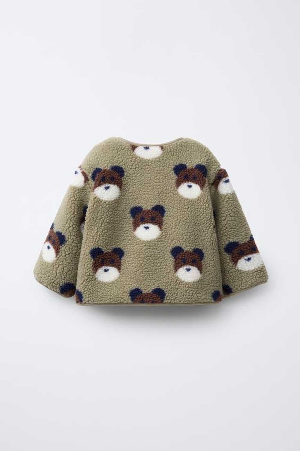 ZARA КУРТКА ИЗ ИСКУССТВЕННОЙ ОВЧИНЫ С МИШКАМИ, ШАЛФЕЙНЫЙ