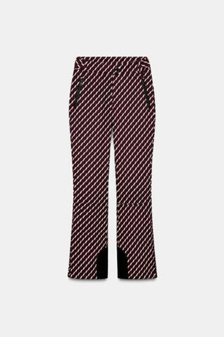 ZARA ВЕТРОЗАЩИТНЫЕ И ВОДОНЕПРОНИЦАЕМЫЕ БРЮКИ С ВЫСОКОЙ ПОСАДКОЙ, БОРДОВЫЙ/ЭКРЮ